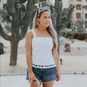 White eyelet tank top